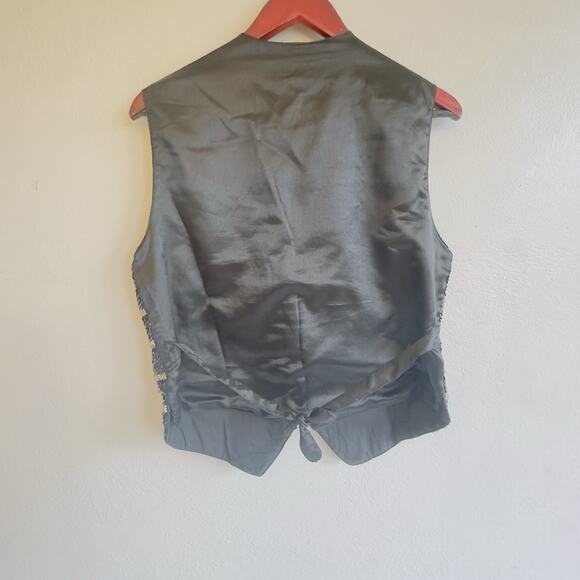 Vintage Theo Black Gold Sequin Beaded Vest Women’s M Holiday Party Top - Picture 7 of 9